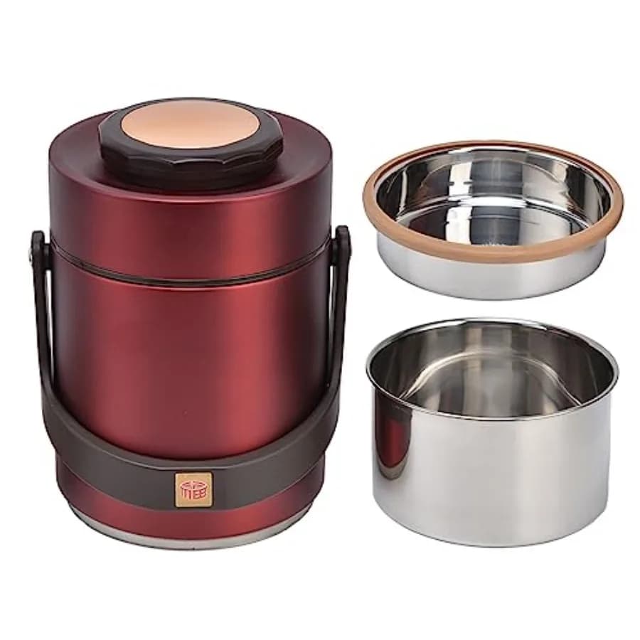Contenitore Termico per Alimenti in Acciaio Inox a 3 Strati, Ermetico e Isolato, per Pranzo, Mantiene il Cibo Caldo per 5 Ore, per Adulti