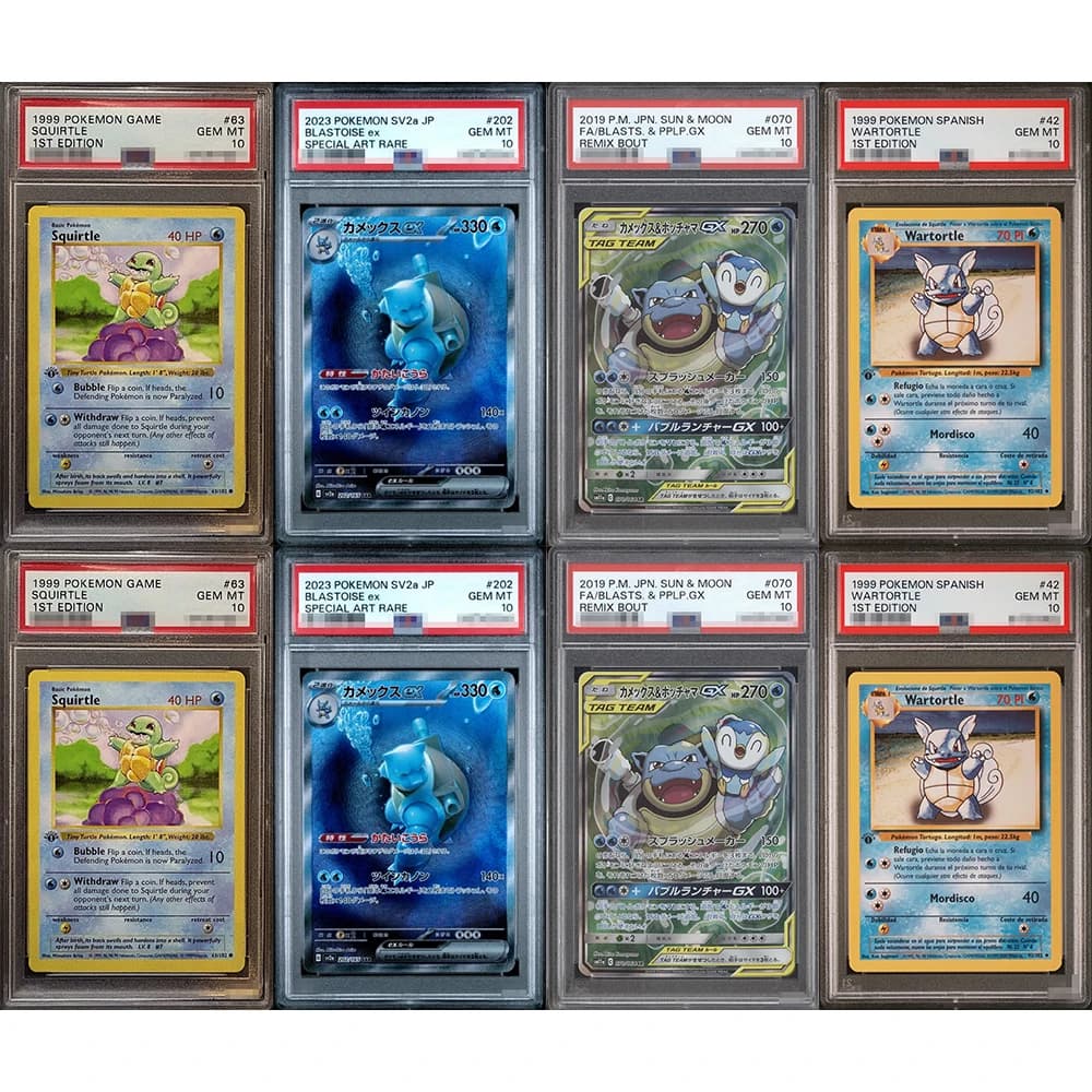 Carta da Collezione PTCG Fai-da-Te 1999-2023, Edizione Prima di Squirtle Blasts Wartortle, 63/42 Gem Mt 10, Carta con Etichetta Olografica