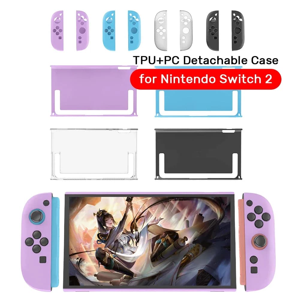 Custodia Protettiva Staccabile in TPU+PC per NS 2 / Switch 2, Cover Antiurto per Joy-Con