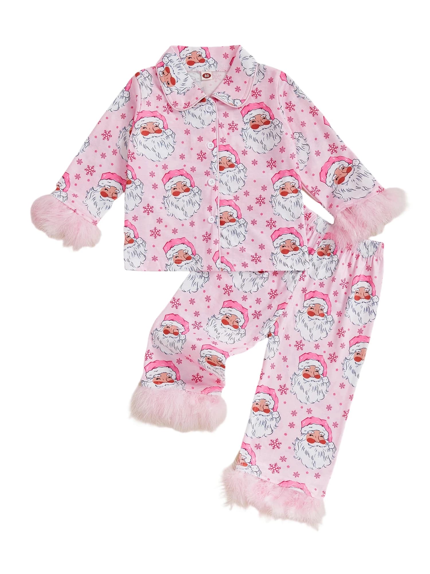 Adorabile pigiama da vacanza per neonato con stampa di renne, camicia e pantaloni a maniche lunghe con bottoni rifiniti in pile con cappello abbinato