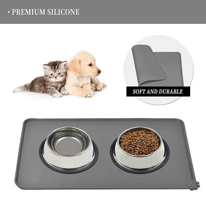 Tappetino in Silicone per Animali Domestici, Impermeabile, Antiscivolo, per Ciotole di Cani e Gatti, Facile da Pulire, Accessorio per l'Alimentazione Quotidiana