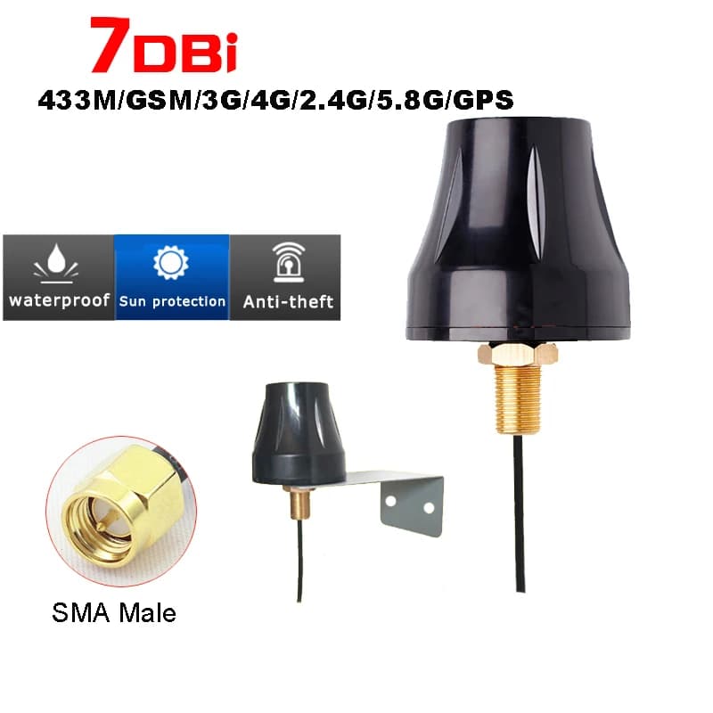 2.4G 5.8G WIFI 4G 433MHz GPS BD GSM GPRS Antenna per armadietto DTU impermeabile per esterni con staffa connettore maschio SMA ad alto guadagno 28DBI