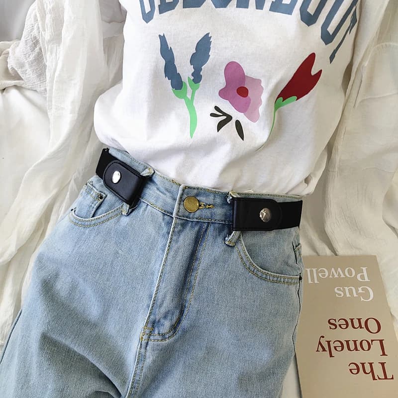 Jeans da donna con cintura - versatili, senza cuciture, elastico invisibile, non necessita di cuciture, trendy per Instagram, pantaloni in tela dal taglio rilassato.