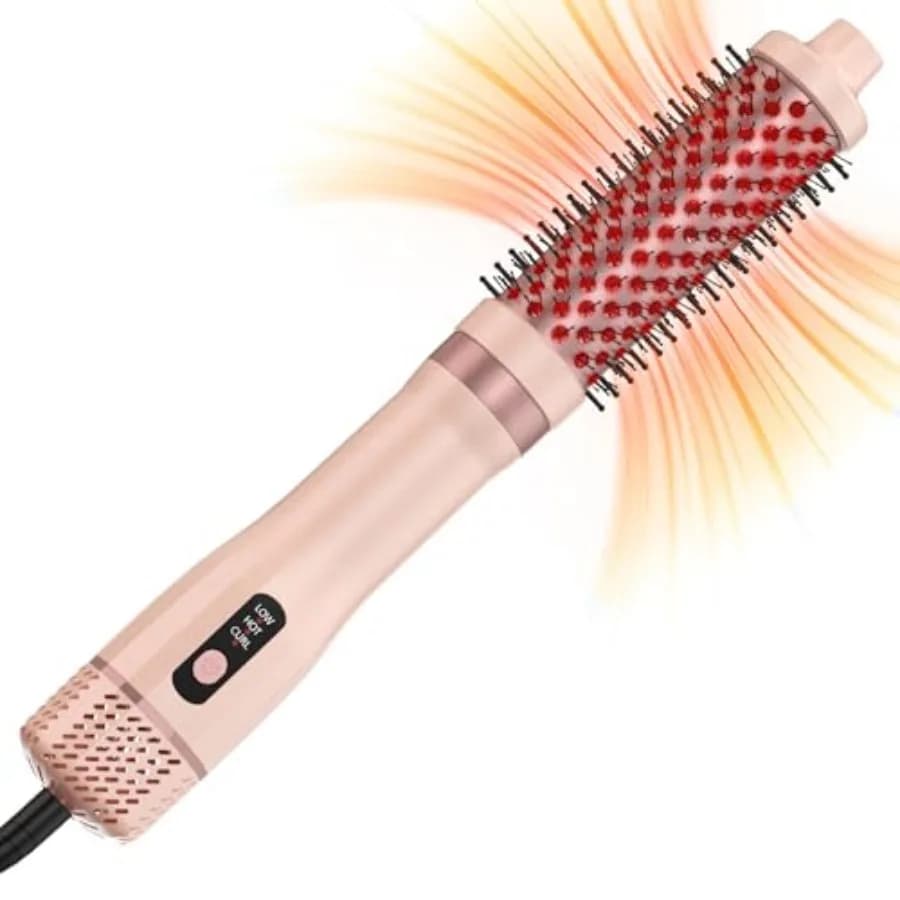 Spazzola Asciugacapelli 3 in 1 con Ferro Arricciacapelli Termico 1.5', Asciugatura Rapida 110000RPM, Asciugacapelli ad Aria Calda per Volume e Effetto Spiaggia