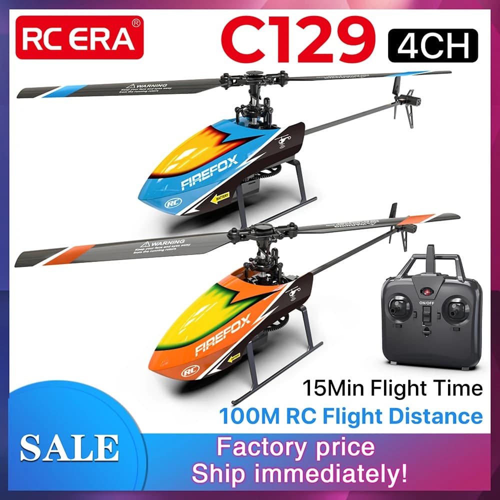Elicottero RC ERA C129 a 4 Canali con Controllo dell'Altitudine, Elicottero Monorotore, 10 Minuti di Volo, Giroscopio a 6 Assi, Aeromodello Telecomandato 100M