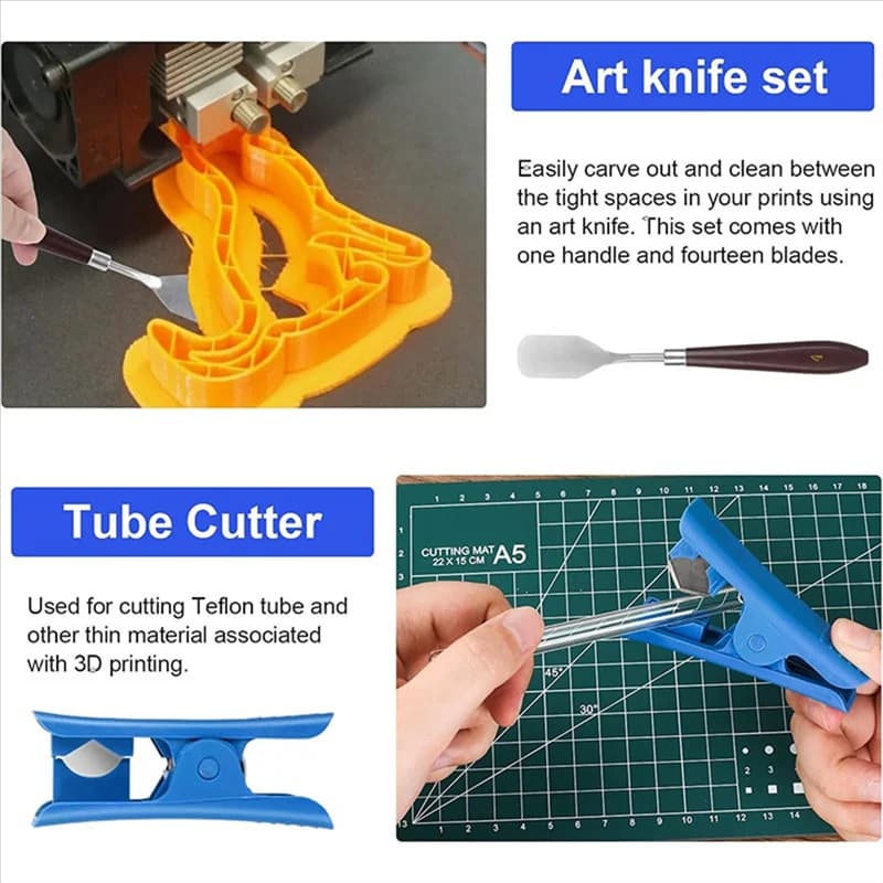 Strumenti di lucidatura per stampante 3D Kit di strumenti di stampa 3D per la finitura Raschietto per taglierina per file modello 3D