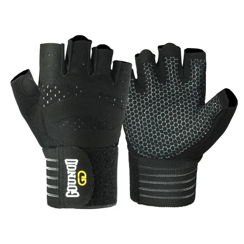 Guanti mezze dita antiscivolo per sollevamento pesi Supporto per polsino Guanti da palestra sportivi traspiranti resistenti all'usura Allenamento fitness