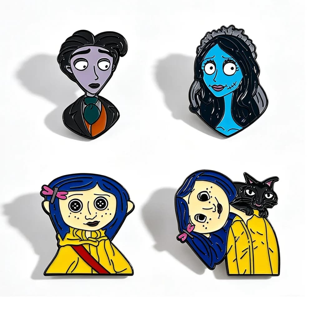 Set di spille e distintivi in smalto a tema Coraline, simpatici e adorabili, per borse, abbigliamento, zaini e feste - Collezione 2026