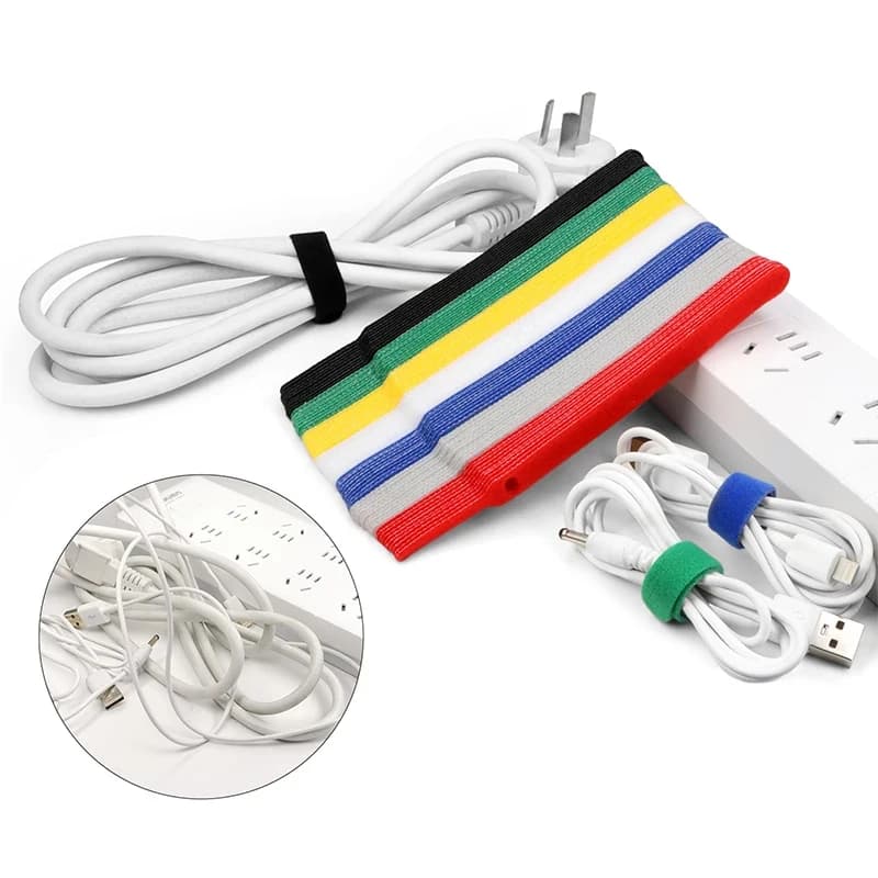 Fascette stringicavo riutilizzabili da 10-200 pezzi, in plastica colorata, fascette stringicavo riutilizzabili in nylon con gancio a strappo, fascette regolabili per avvolgere e stringere.