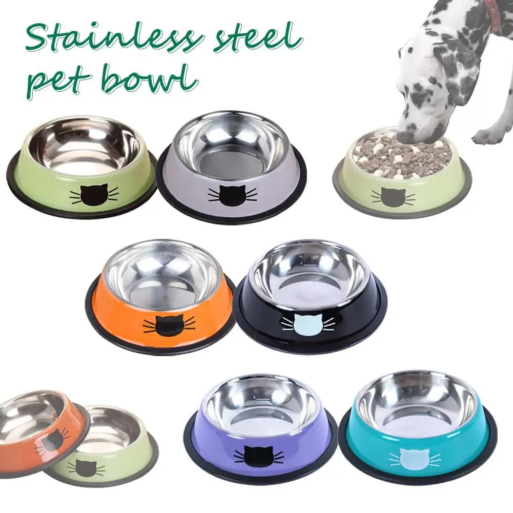 Ciotola per cibo per gatti Ciotola per acqua per mangiatoia per gatti per gattini in acciaio inossidabile con base in gomma antiscivolo Piccola ciotola per animali Accessori per gatti Forniture per animali domestici