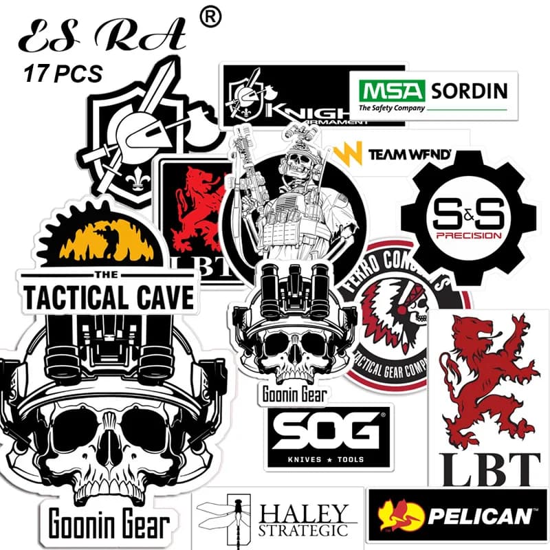 Car Stickers Sets Tactical Pegatinas 17Pcs/Set Laptop Decals Waterproof Vinyl for Car Suitcase Bottle Journal Decorate Gift