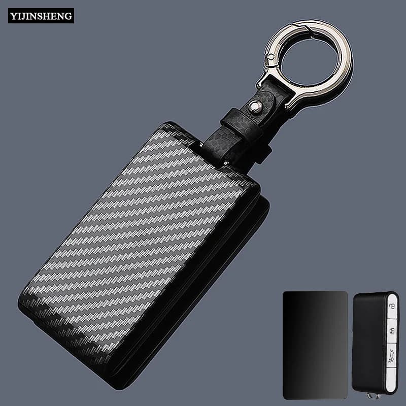 Carbon Style ABS Car Key Case Cover Fob for 2025 2026 Audi E5 Sportback Remote Key Protector NFC Card Key Holder