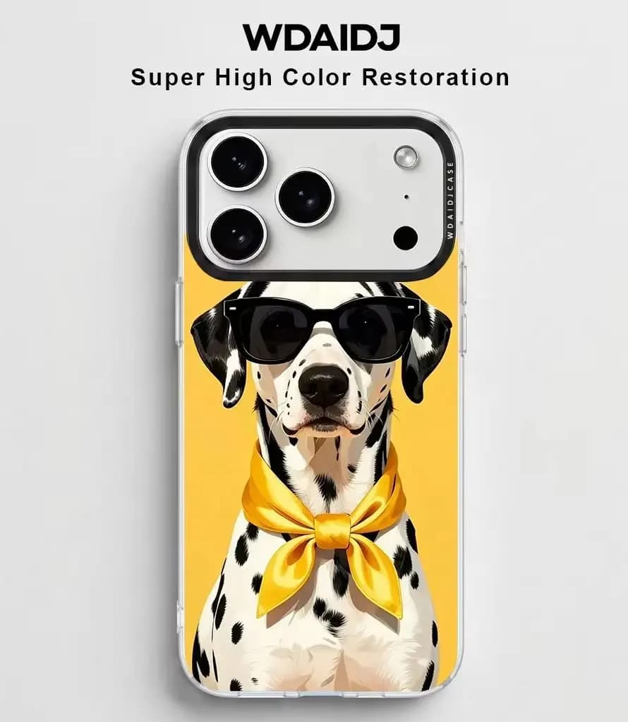 Cute Sunglass Dalmatian Pattern Transparent Phone Case For iPhone 13 14 15 16 17 Anti Drop Slim Cover