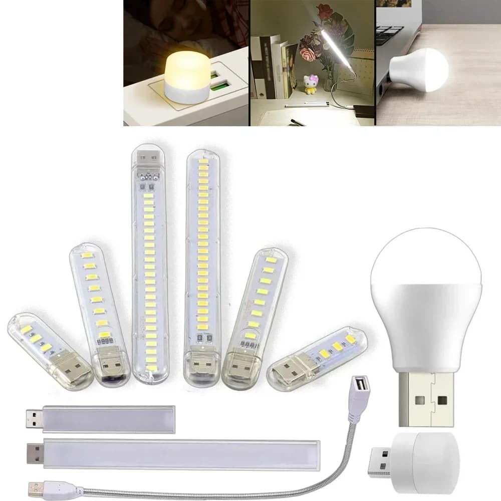 1PCS Lampade da lettura portatili per protezione degli occhi a LED Mini luci da libro USB per Power Bank Camping PC Laptop Luce notturna USB