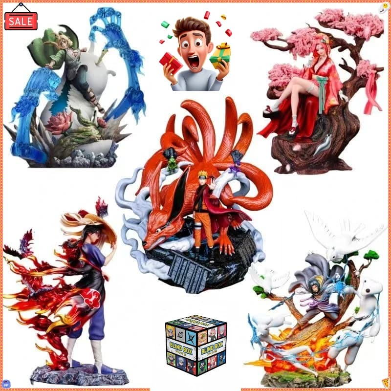 Scatola cieca Naruto figura anime giocattolo da collezione Sasuke Kakashi Itachi Gaara scatola a sorpresa misteriosa casuale oro e migliore scatola limitata