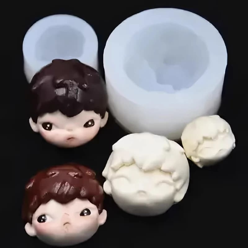 Stampi in Silicone per Modellazione Facciale di Ceramica/Figurine, per Produzione Artigianale di Bambole Cartoon in Argilla Ultra-leggera e Resina