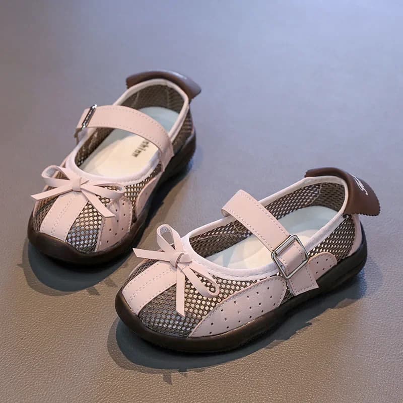 Scarpe sportive per ragazze estive Mesh Nuovi sandali scolastici per bambini Patchwork Bowknot Scarpe da passeggio causali per bambini Traspiranti antiscivolo
