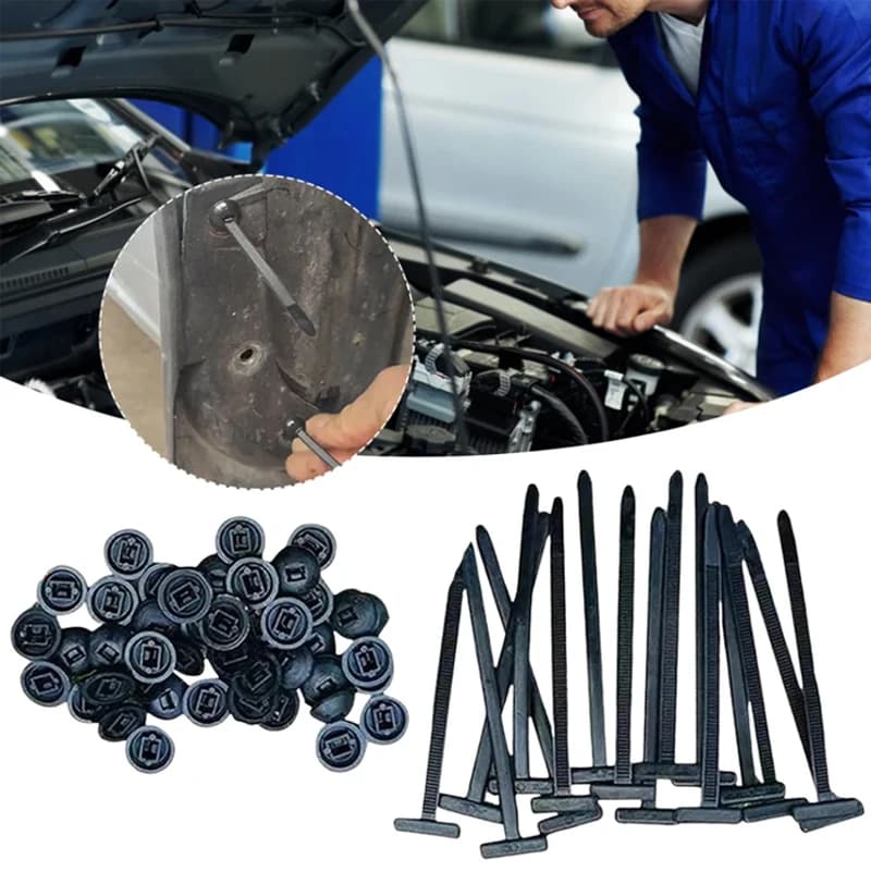 50/100 Pezzi Fascette in Plastica, Clip di Fissaggio in Nylon, Fermacavi per Auto, Cinghie Autobloccanti Riutilizzabili in Nylon