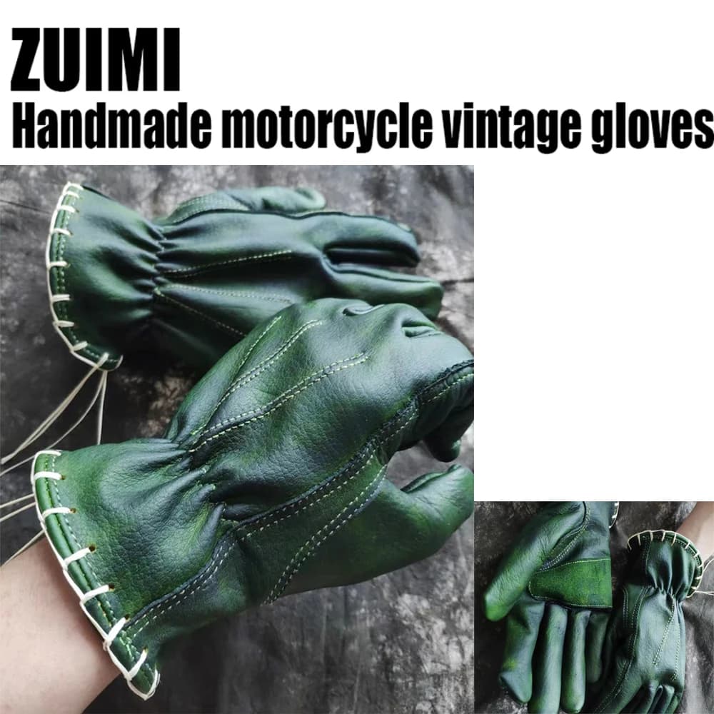 Guanti da Moto in vera pelle Retro Motocross Vintage Riding Biker guanti da Moto guanti da Moto con dita intere