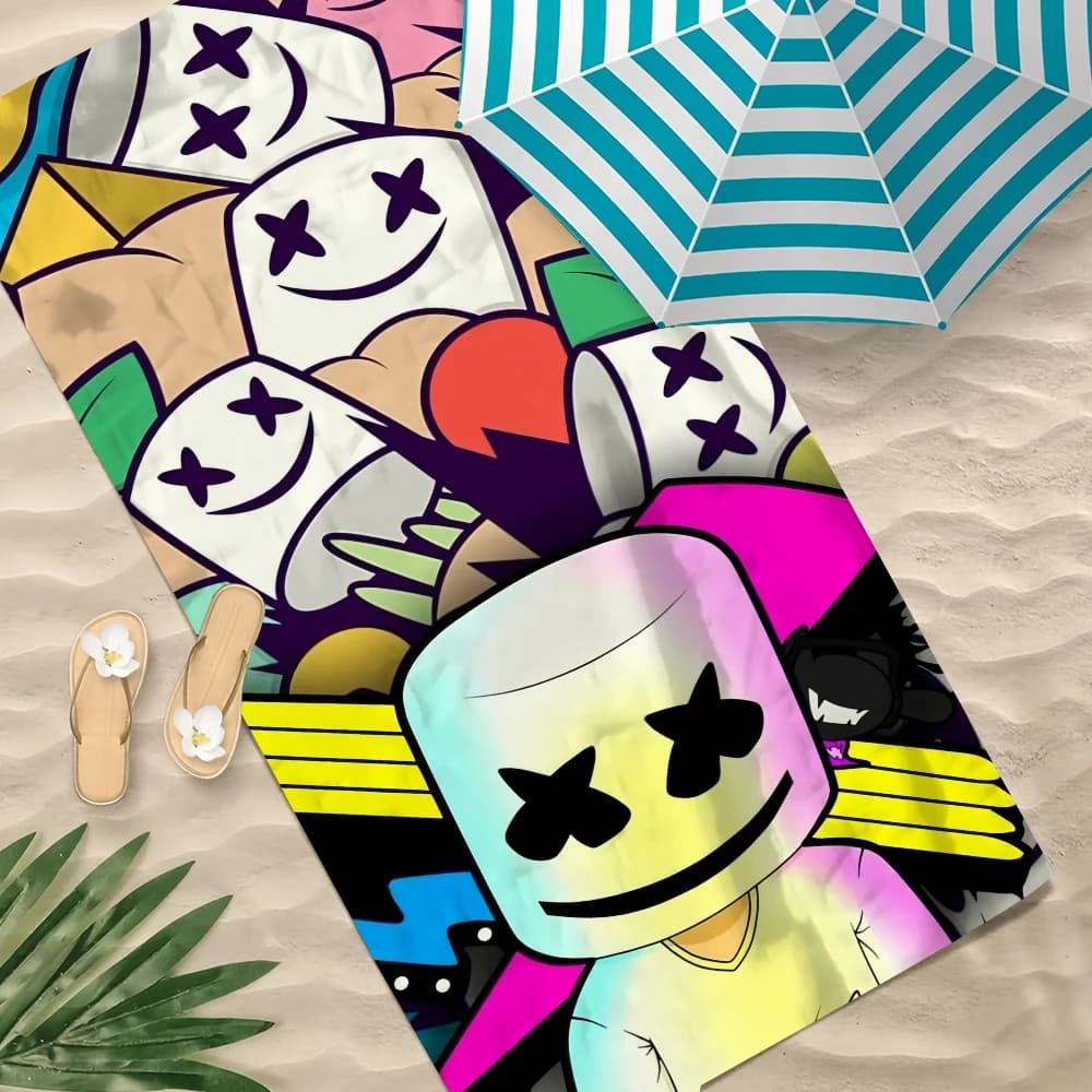 M-mARSHM-ELLO Asciugamano da spiaggia per DJ Asciugamani da piscina morbidi ad asciugatura rapida Regalo per viaggi Palestra Doccia Sport da campeggio