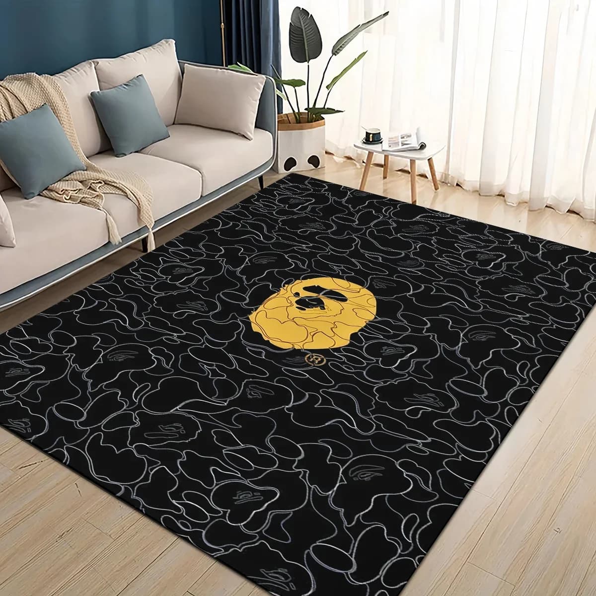 Nuovo Stile 2025 Tappeto B-BAPE con Cartoni Animati per Soggiorno, Camera da Letto, Arredamento Casa, Antiscivolo per Bambini, Tappetino per Divano