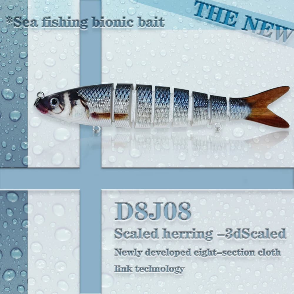 Multi Joint Blue Fish Mino Hard bait in hand carved ABS bait for freshwater fish bait