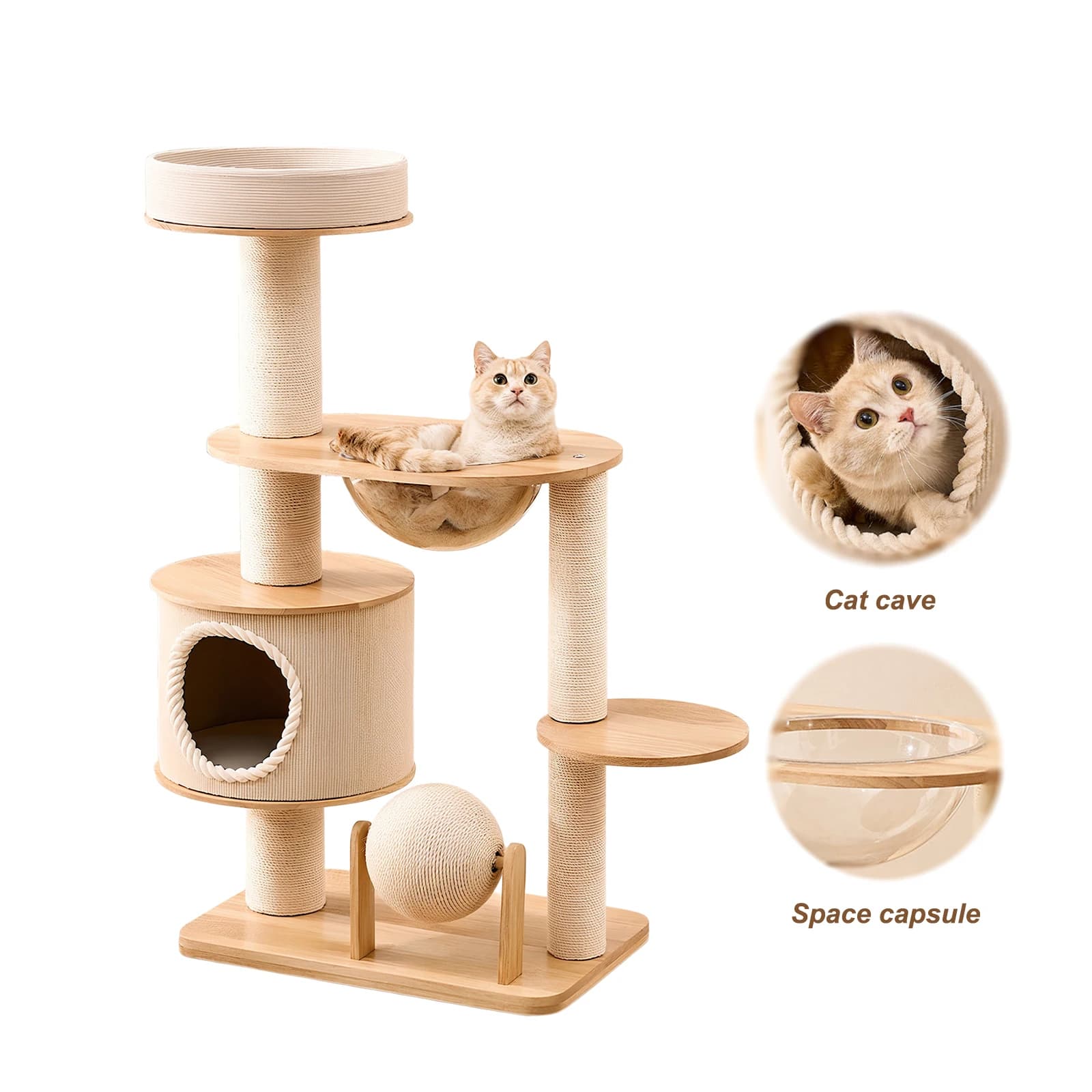 Cuccia Integrata per Gatti Resistente all'Usura, Piattaforma Unica per Saltare, Struttura Traspirante per Arrampicata, Accessori per Animali Domestici