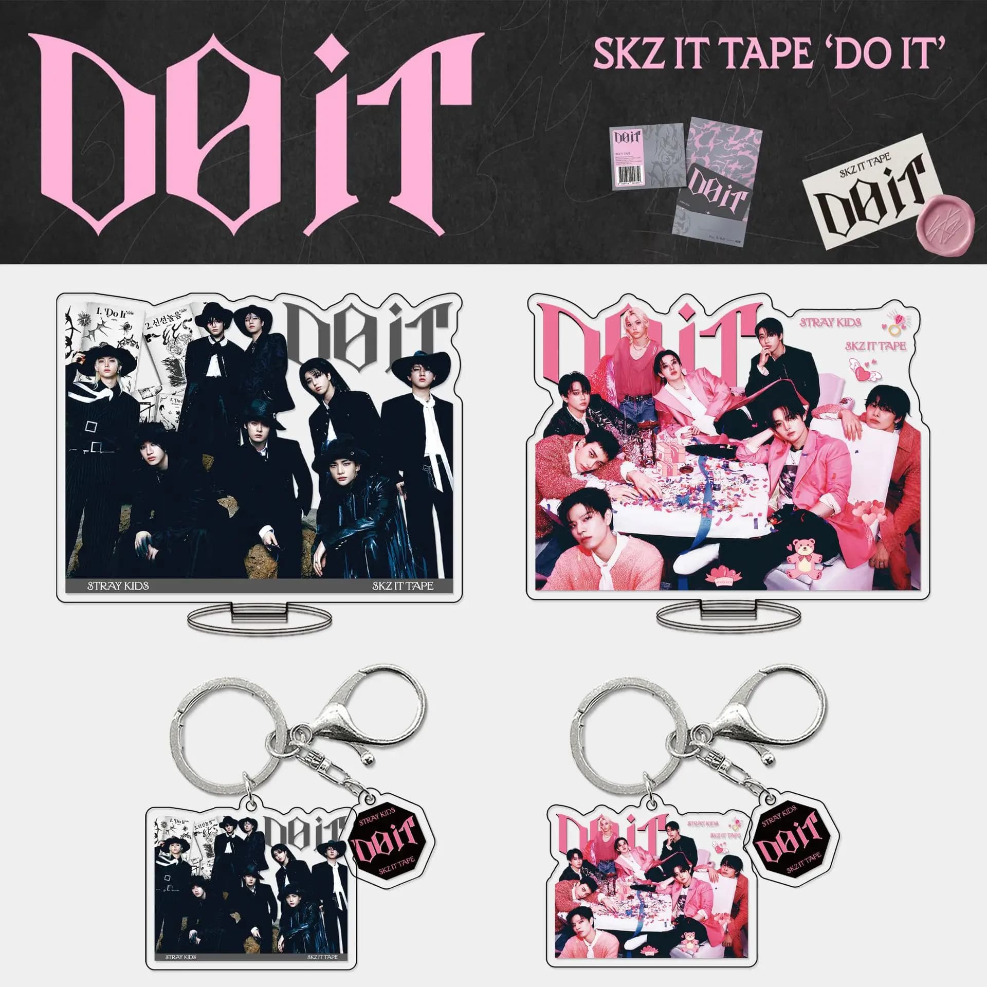 Nuovo Portachiavi K-POP StrayKids, Mini Album K-POP DO IT SKZOO, Accessori con Supporto in Acrilico per Cartello/Insegna a Tema Star Surrounding Station