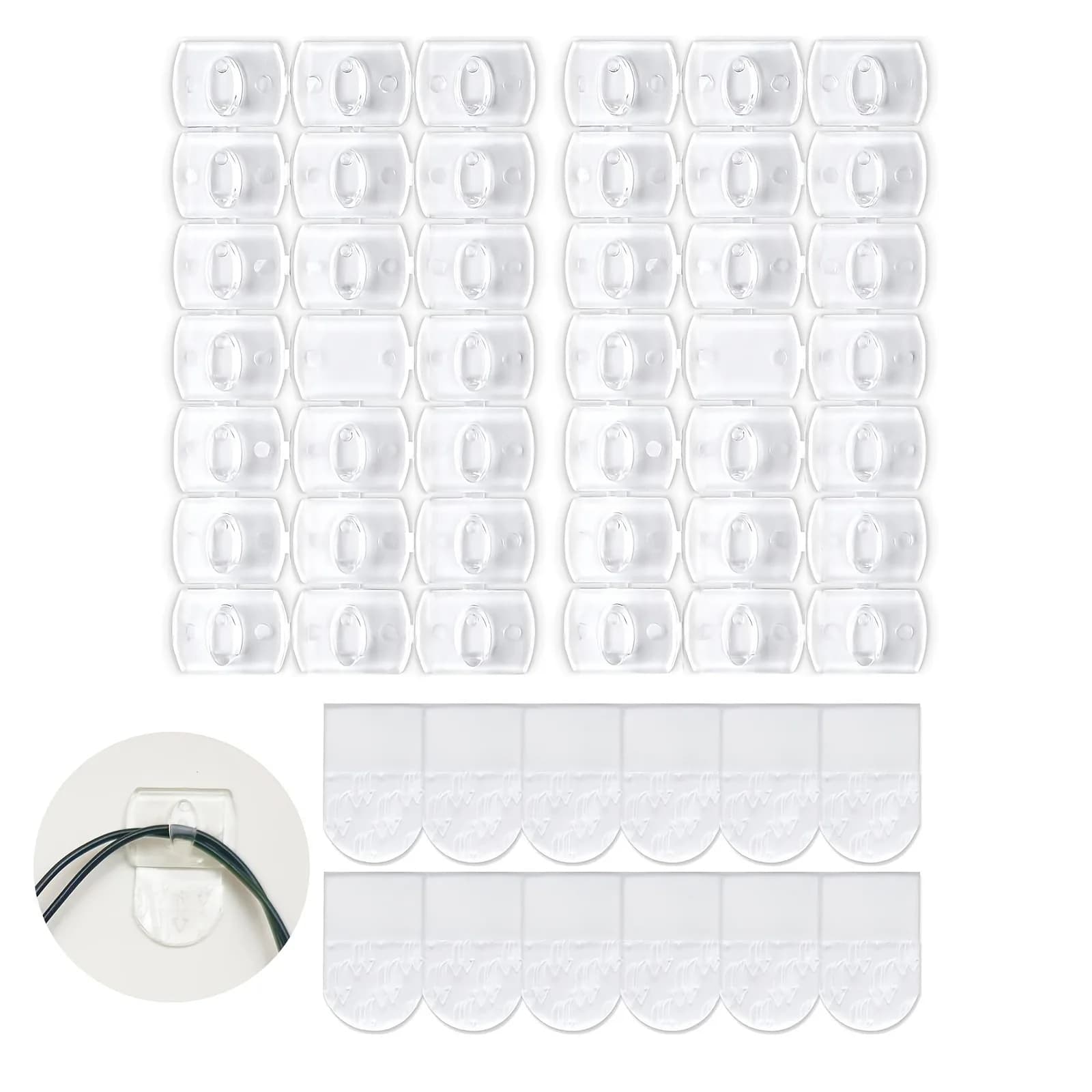 Mini clip trasparenti da 20/40 pezzi con strisce adesive | Ganci da parete per interni senza danni, rimovibili per la decorazione natalizia