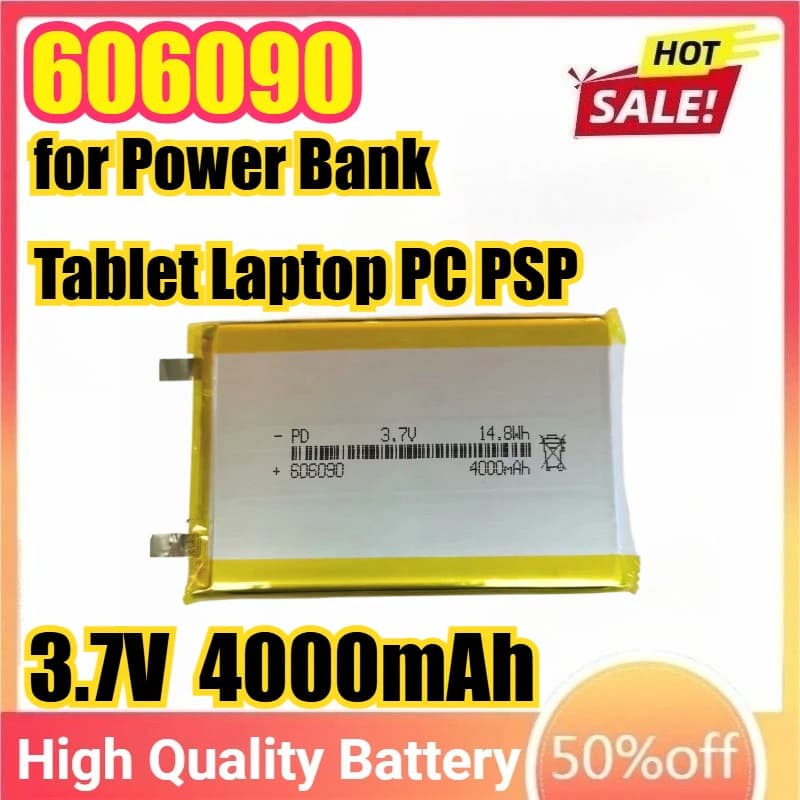 606090 Batteria ai polimeri di litio 3.7V 4000mAh 14.8Wh Batterie ricaricabili ai polimeri di litio per Power Bank Tablet Laptop PC PSP PAD
