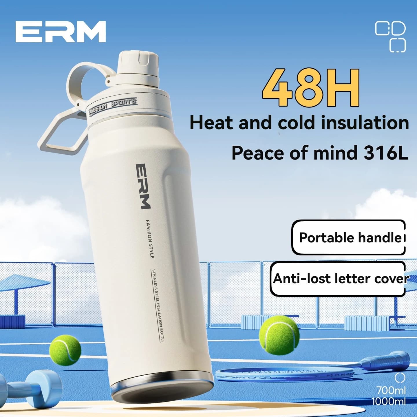 Borraccia termica in acciaio inox per ciclismo, fitness, mantiene caldo e freddo, thermos sottovuoto, tazza con cannuccia per auto
