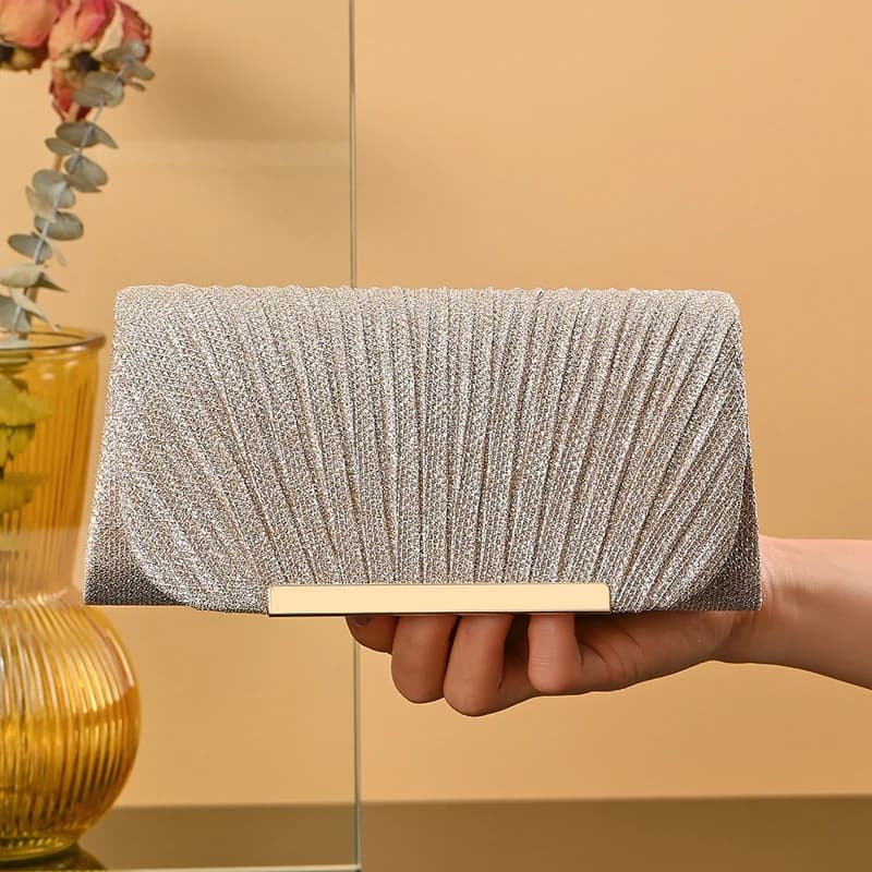 Borsa da pranzo da sposa per donna borsa da sera con strass Shinny da donna in argento per banchetto