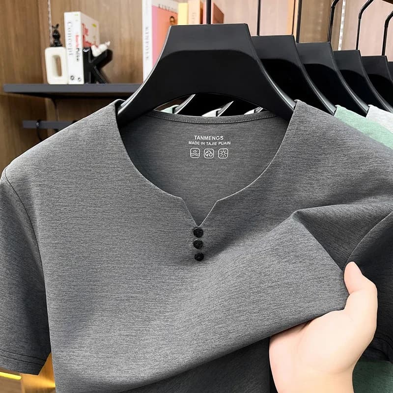 Mens Breathable Short Sleeve V Neck T Shirt Comfortable Fabric For All Day Comfort Casual Style And Everyday Wear