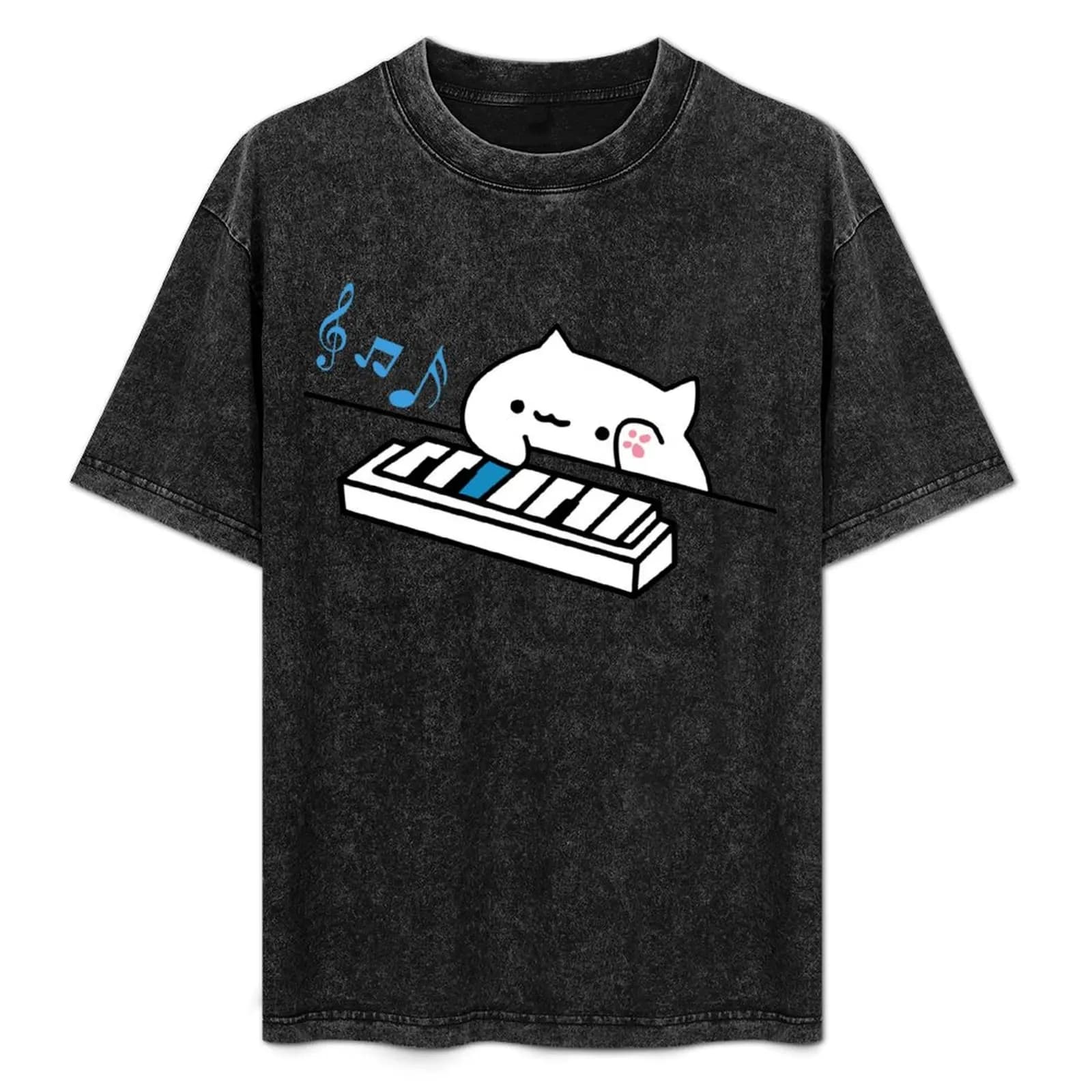 T-shirt Bongo Cat plays Piano con grafica classica e maniche corte