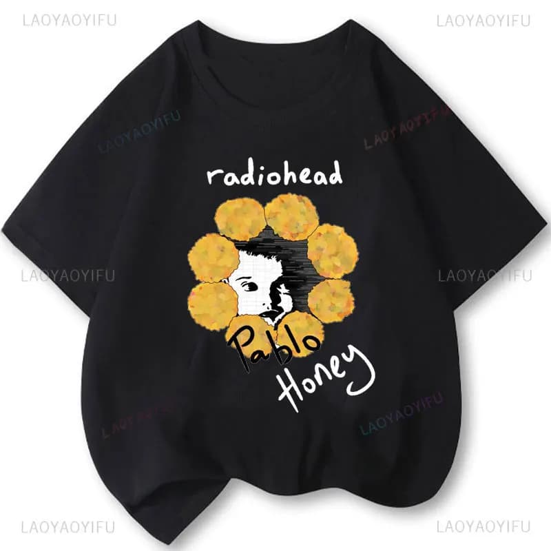 Maglietta Radiohead con Grafica Rock Band, T-Shirt Uomo Donna 100% Cotone Girocollo Casual Streetwear Divertente con Stampa Meme