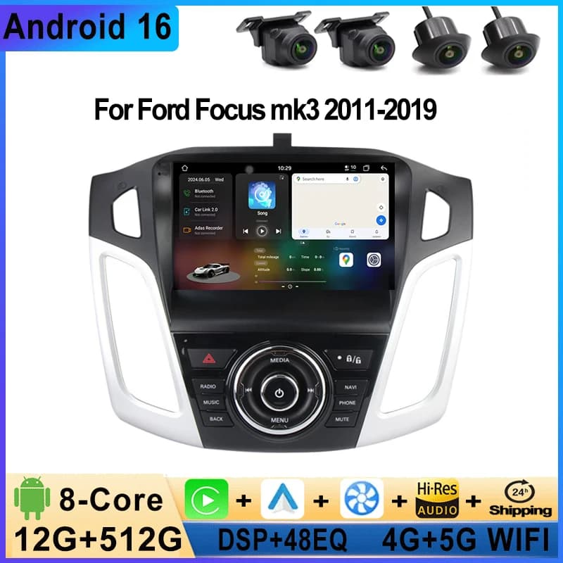 Android 16 Car Radio For Ford Focus MK3 2011-2019 Multimedia Video Player Android Autoradio Carplay Auto Stereo GPS 5G+WIFI BT