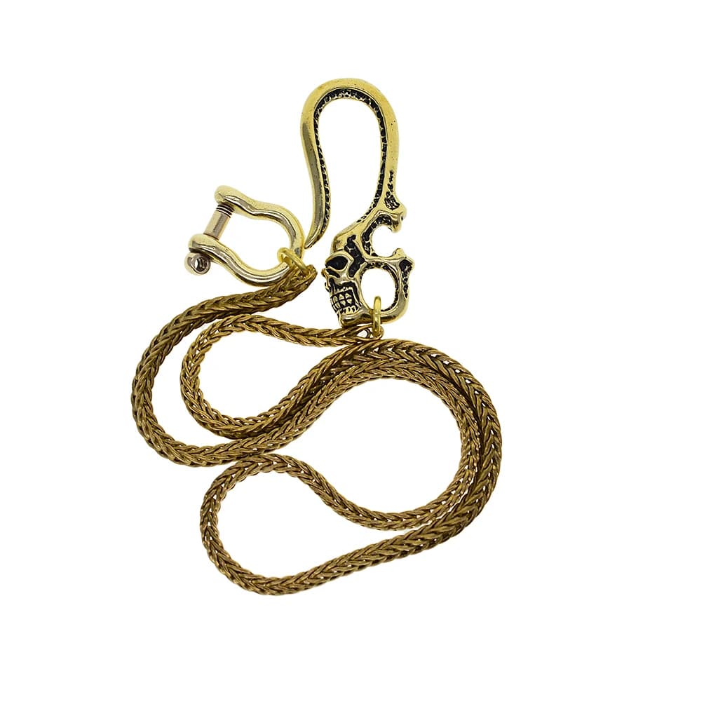 Robusto motociclista punk in ottone massiccio Teschio pirata quadrato coda di volpe catena serpente portafoglio motociclista jean portachiavi motociclista regalo EDC