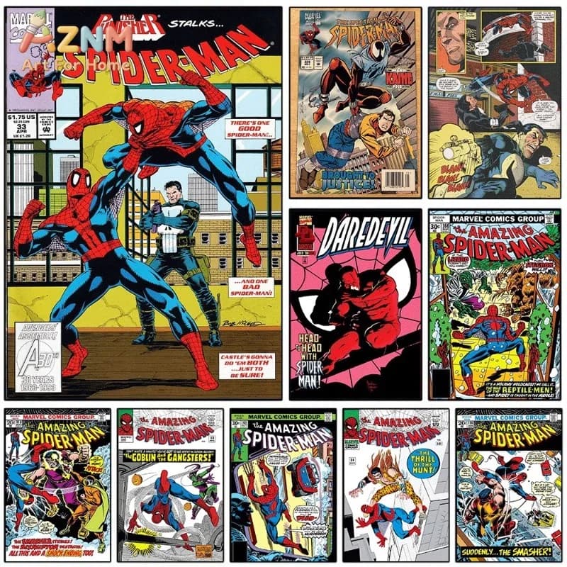 Spectacular Spider‑Man Sin‑Eater Vintage Comic Cover Canvas Wall Art Unframed Canvas Print Retro Marvel Superhero Comic Book Art