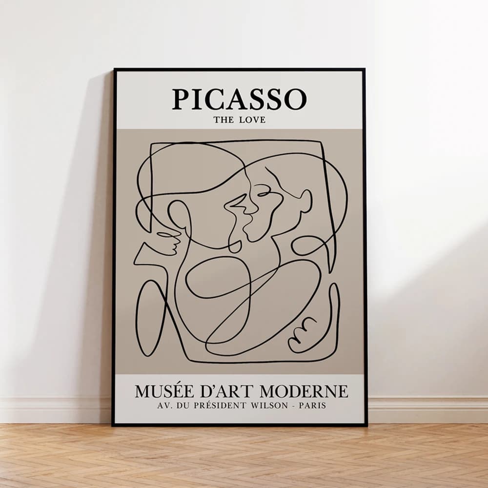 Geometria moderna astratta bacio l'amore Picasso Wall Art cornice in alluminio stampe su tela pittura poster soggiorno decorazioni per la casa