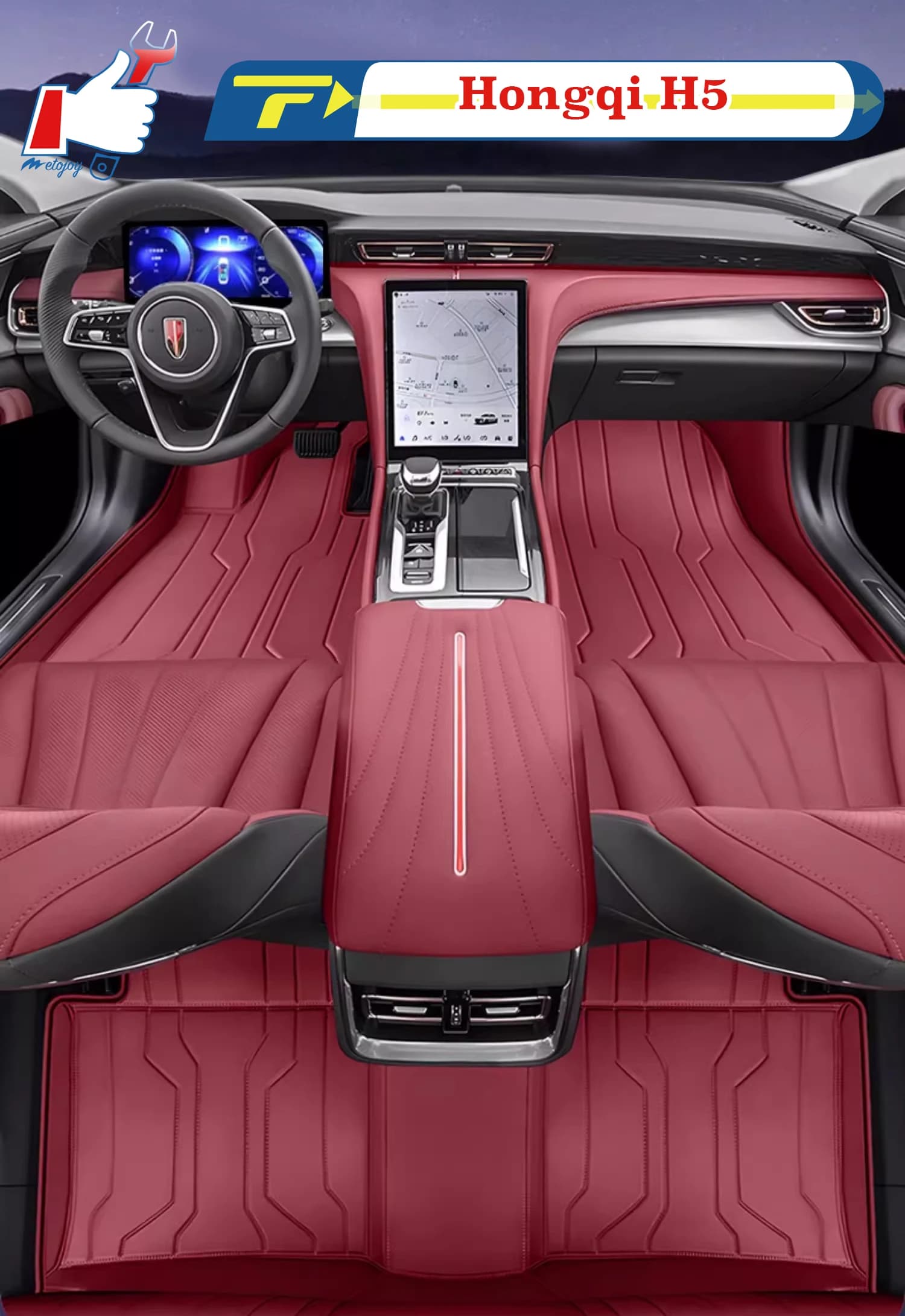 Carpet with left guide for Hongqi H5 2024 Full-Surround Foot Mat Floor Mat Waterproof Mat