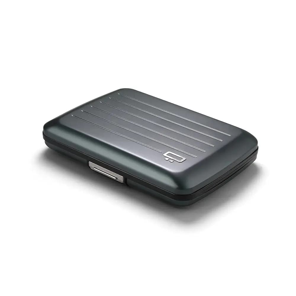 Portacarte in alluminio con chiusura in metallo, protezione RFID contro la frode e la demagnetizzazione, portafoglio compatto, Smart Case