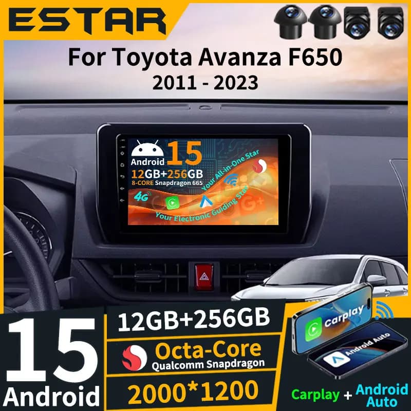 Wireless Carplay Android 15 Per Toyota Avanza Veloz 2021 2022 2023 Auto Radio Octa Core Lettore Video WIFI 2K Schermo Auto GPS DSP