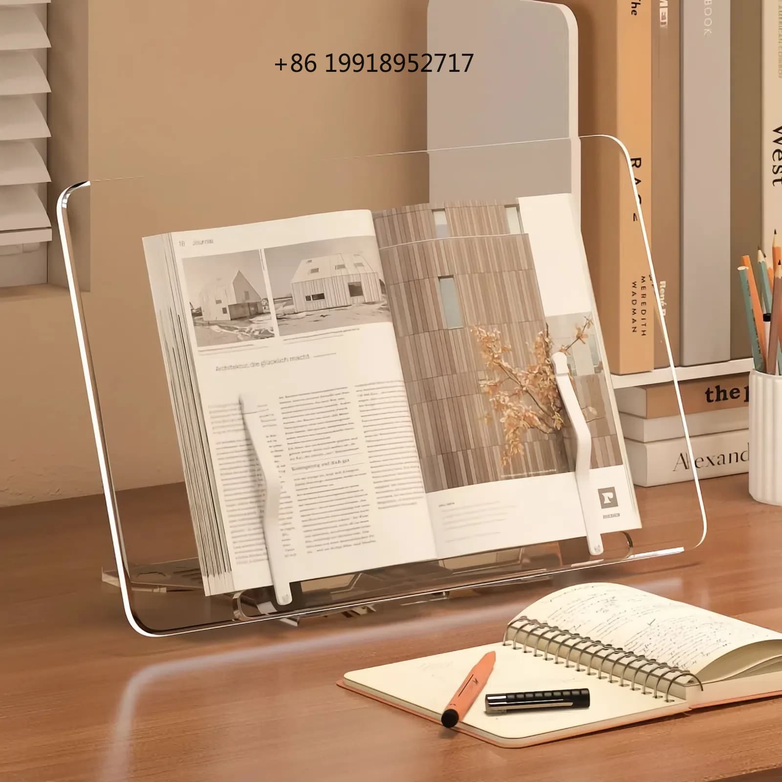 Adjustable Acrylic Reading Stand Lightweight Book Holder for Laptops Tablets Notebooks Prevents Head Down Reading Ipad Stand