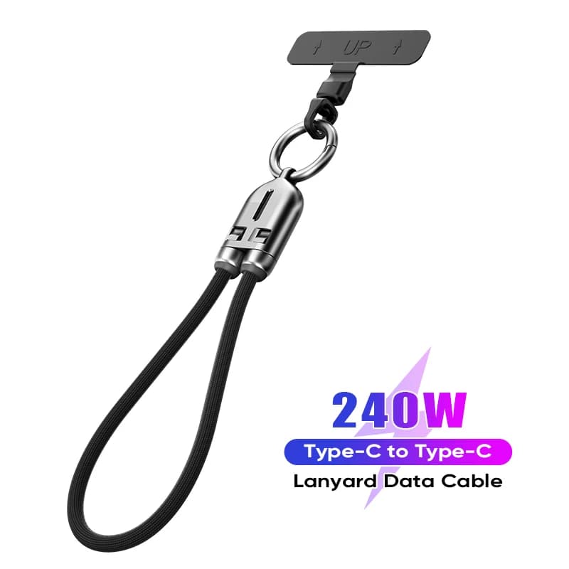 240W USB C to USB C Lanyard Data Cable,Anti Theft Phone Strap,Braided PD Fast Charging Cord for iPhone 17/16,Samsung Galaxy S25
