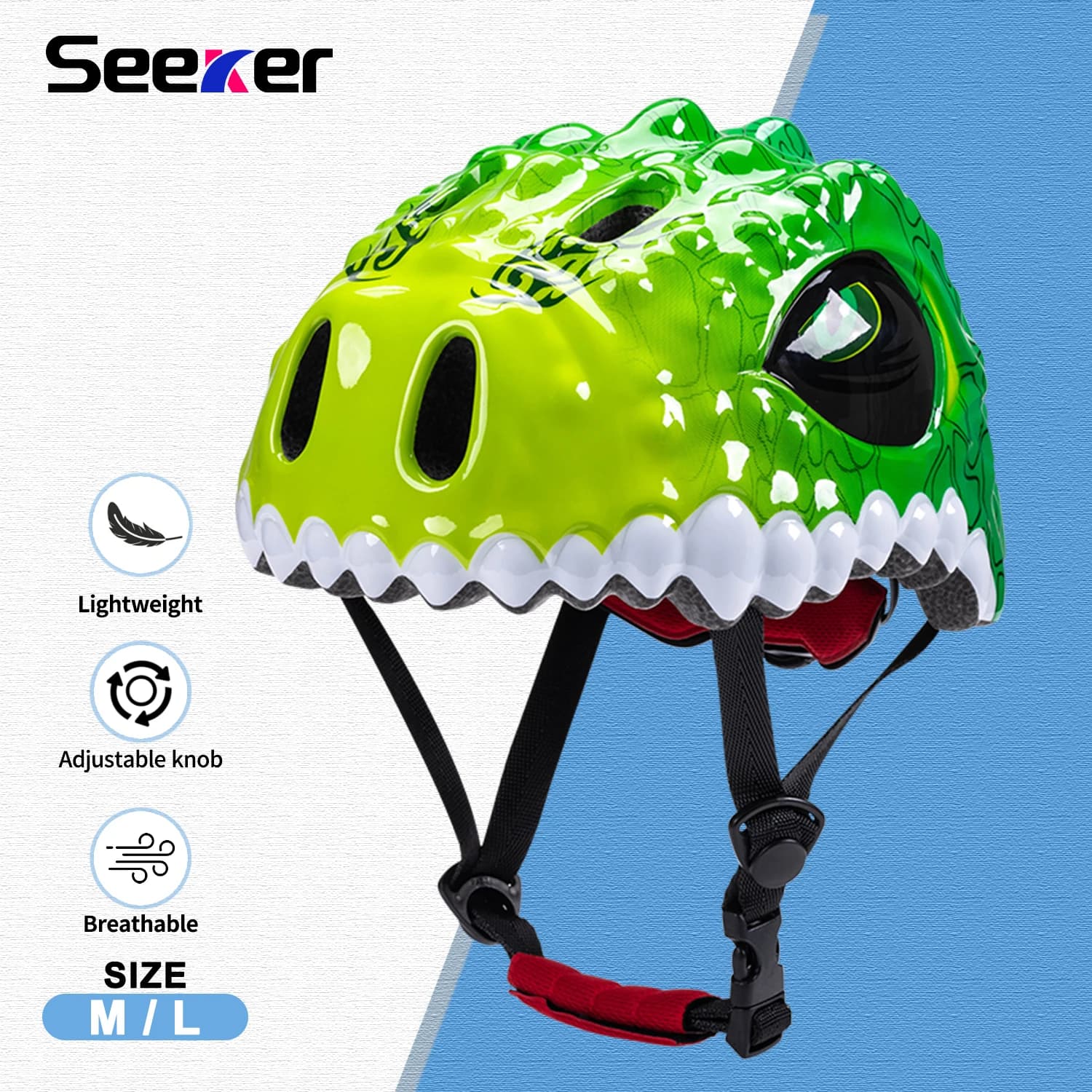 Kids Dinosaur helmet UMUSEEKER, safety helmet for bicycle in animated style, protective helmet for scooters and bikes without pedals for children
