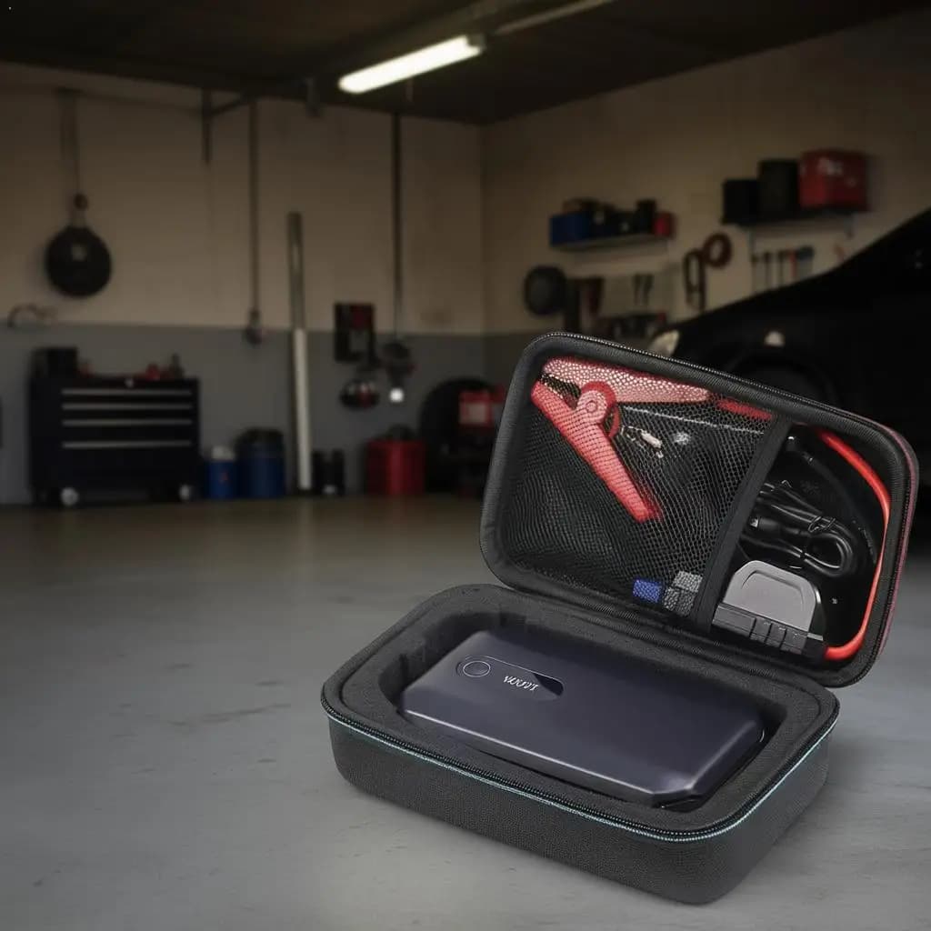 Custodia rigida portatile in EVA per avviatore di emergenza per auto, power bank, caricabatterie, borsa anti-caduta per la conservazione del caricabatterie
