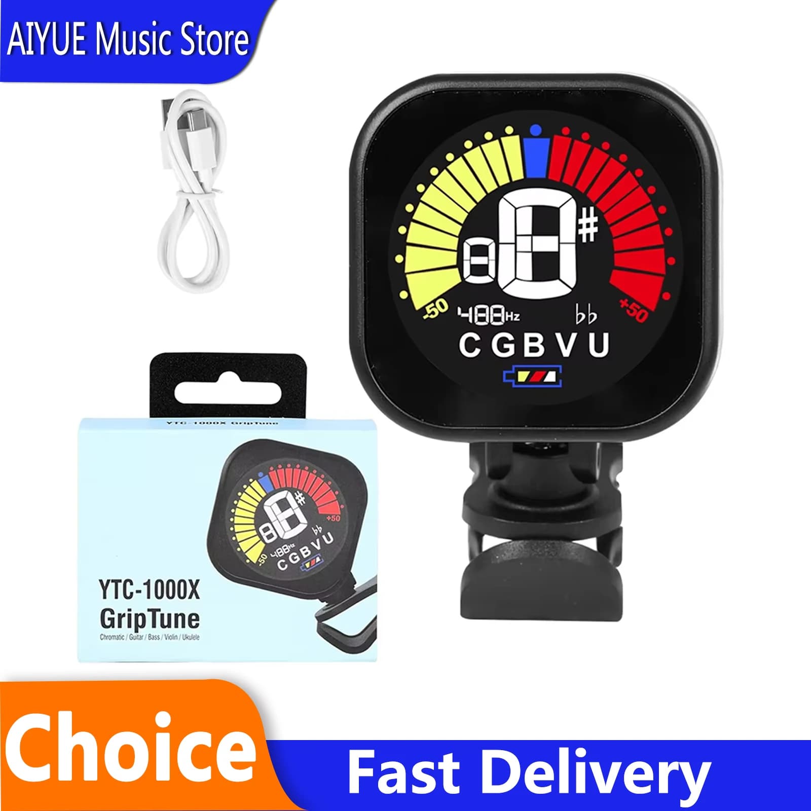 Accordatore per chitarra con display LCD, portatile e preciso, ricaricabile, adatto per chitarra/basso/ukulele/violino