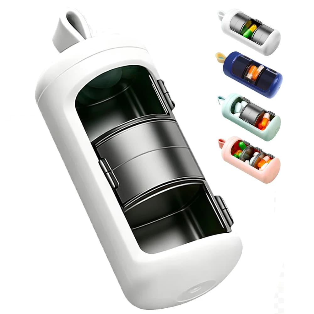 1PCS 3 Compartments BPA-Free Pill Box, Daily Travel Organizer for Pocket/Purse,Vitamin Fish Oil Supplement Medicine Storage Case
