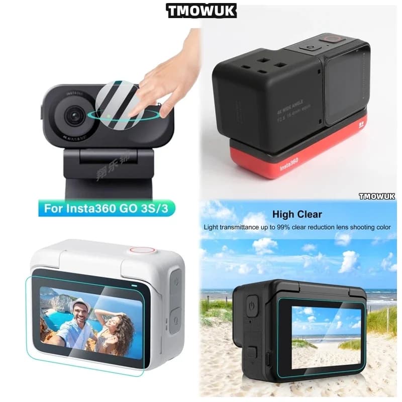 Premium Hard Tempered Glass Screen Protector & TPU Lens Film For Insta360 GO 3 3S Action Camera Accessories