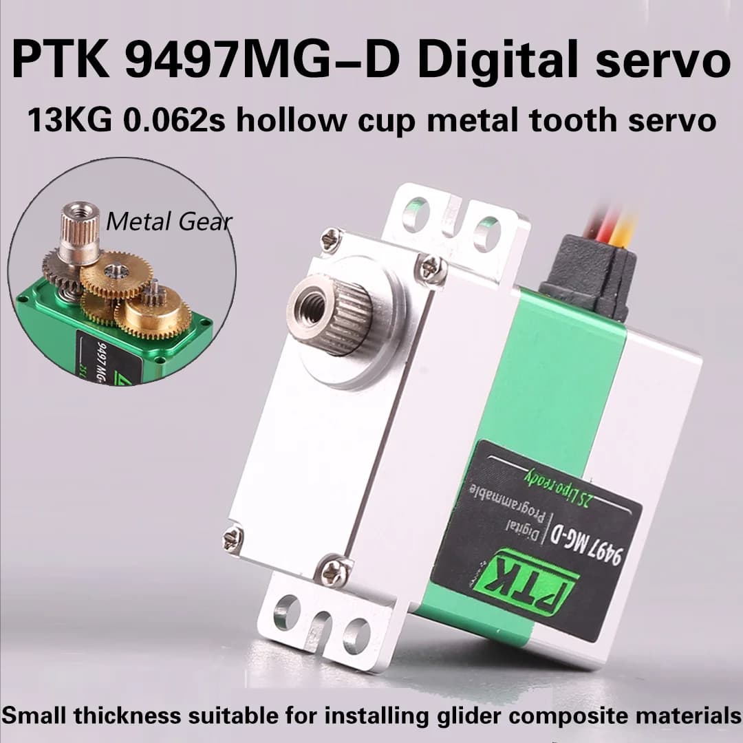 Servo Digitale PTK 9497 MG-D 20g con Ingranaggi in Metallo Programmabile Pronto per Batterie Lipo 2S per Elicotteri RC, Auto RC e Modelli Aerei